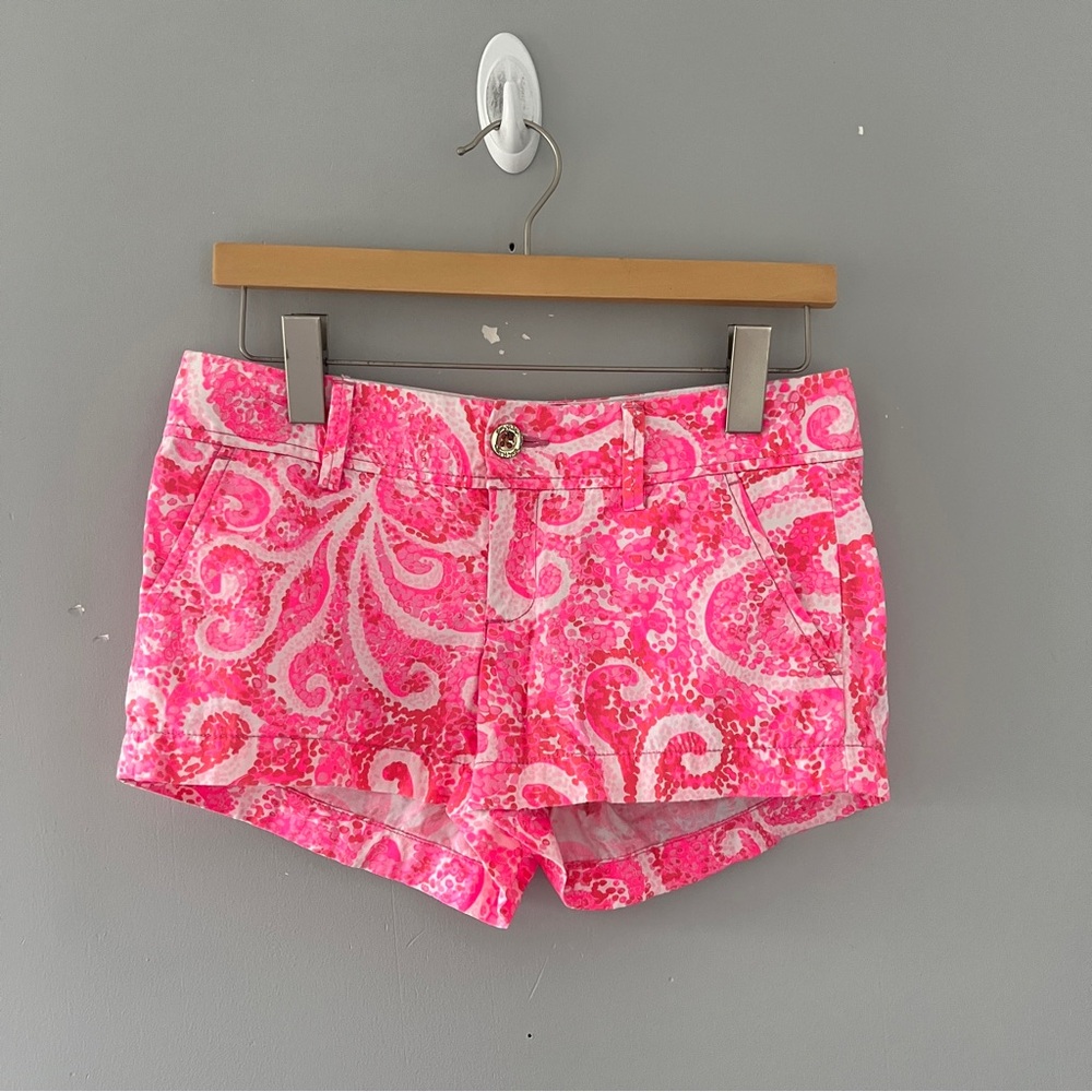 Lilly Pulitzer Walsh Shorts in Pink Pout Colorful Preppy Octopus Cotton Size 0 - Picture 9 of 9